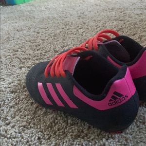 Adidas kids soccer cleats pink red and black 11k